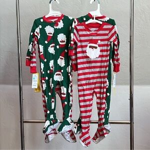 NWT New 2 piece 3T Unisex Girl or Boy Christmas Onesie Pajamas w/ attached feet